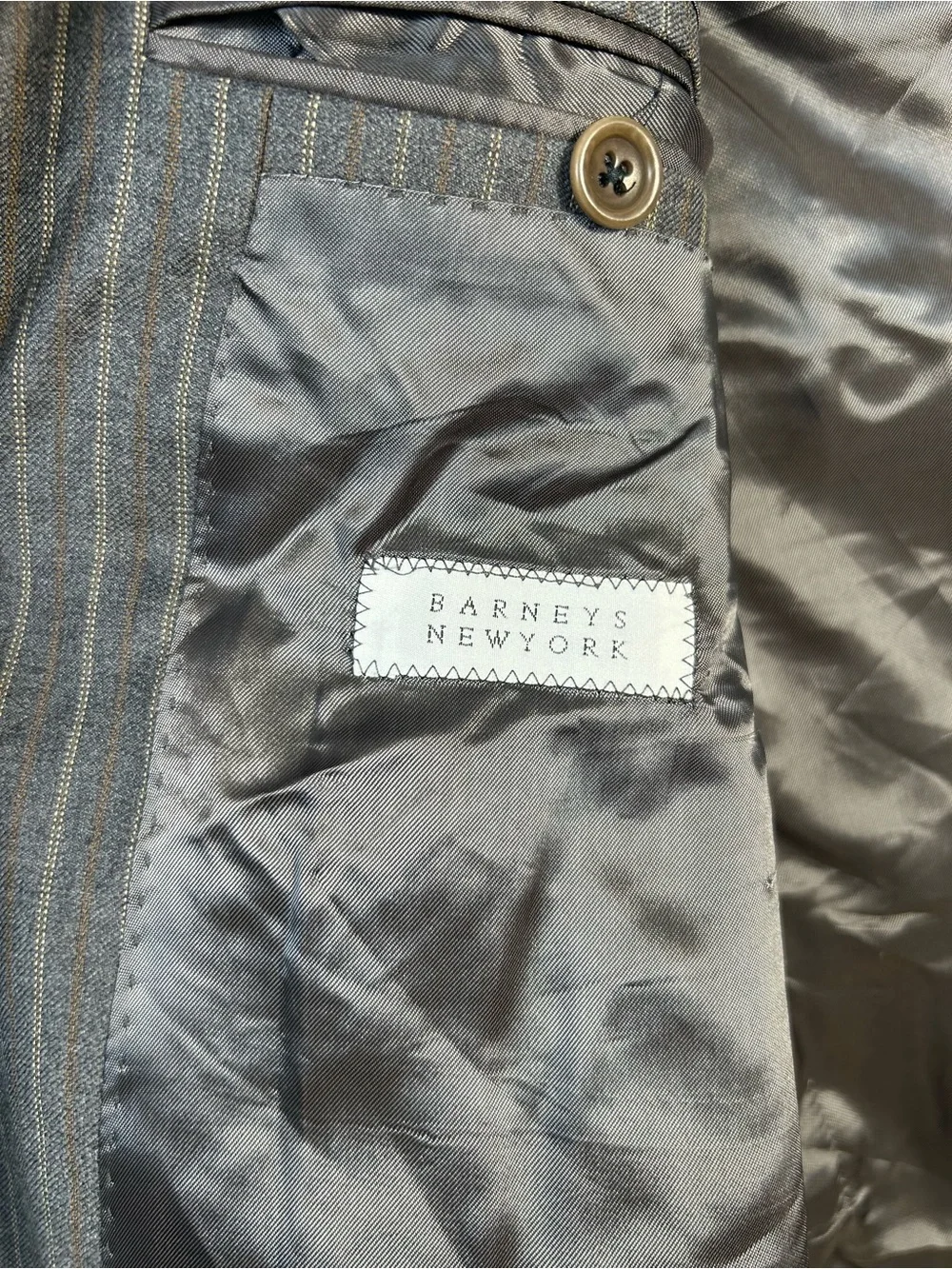 Barneys New York Gray Pinstripe Suit Jacket - Picture 8 of 10